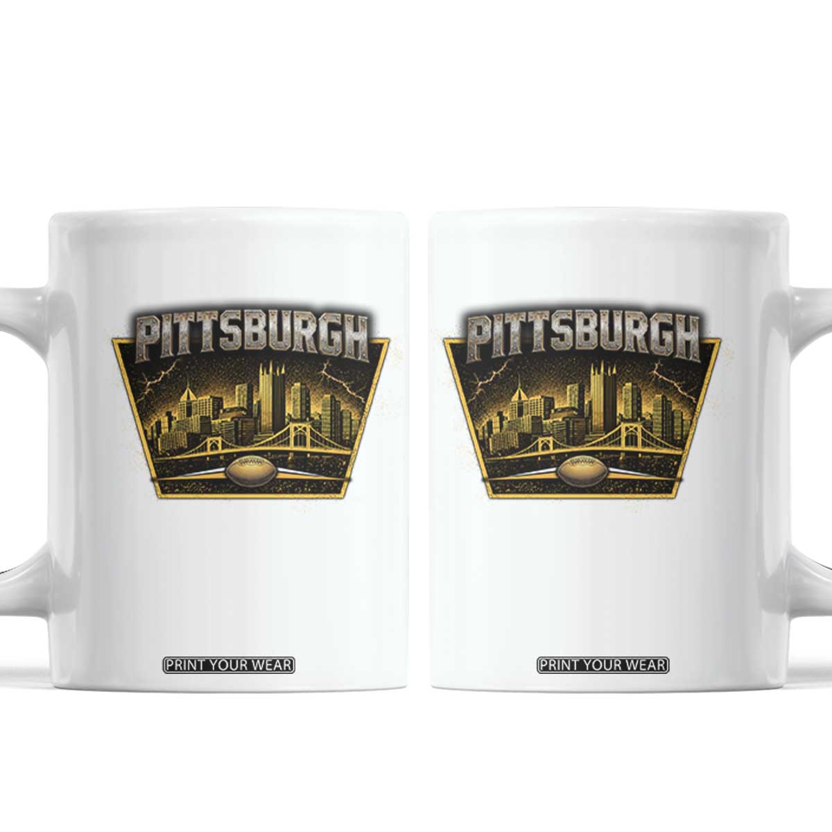 Pittsburgh Skyline Crest Graphic Coffee Mug Football Lover Gift