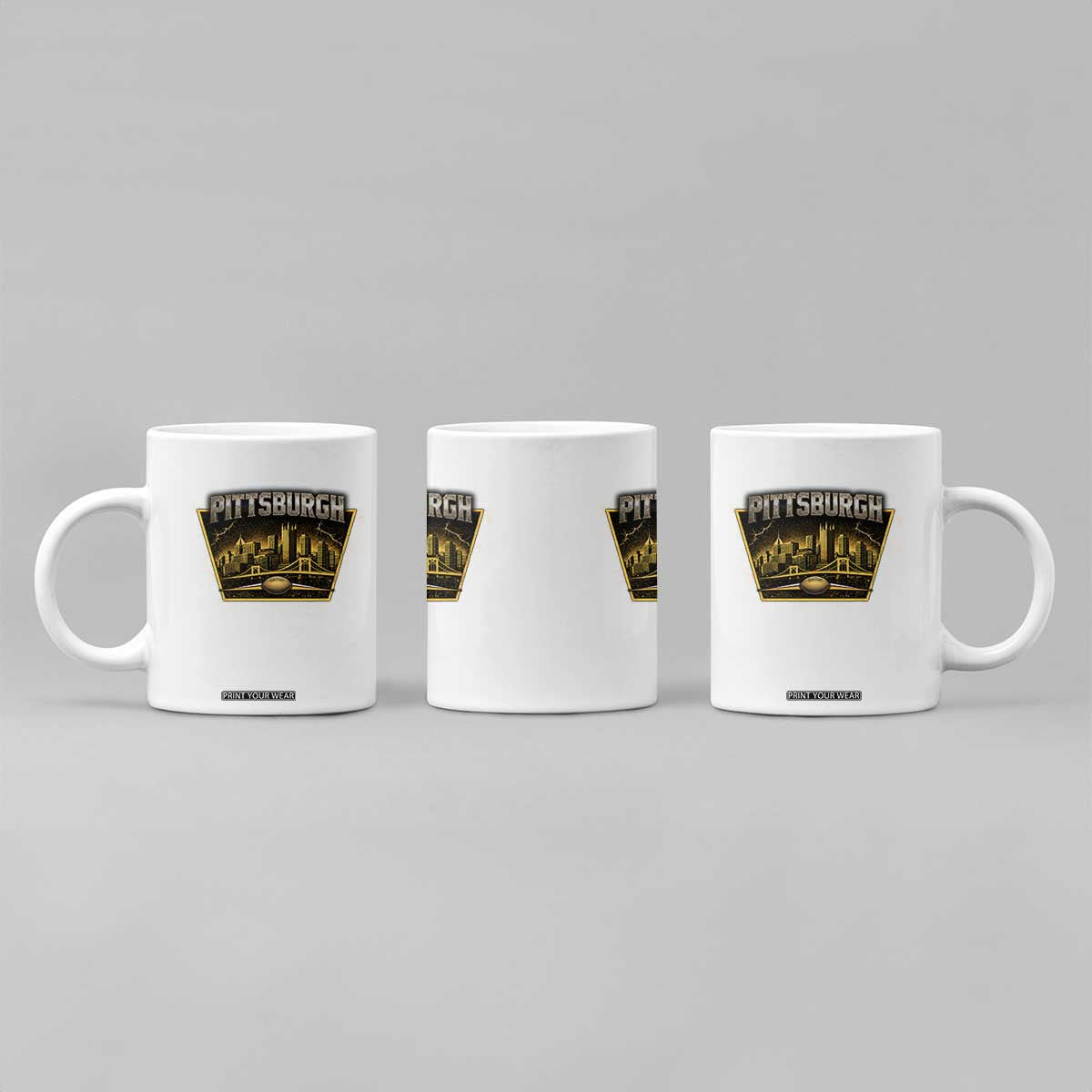 Pittsburgh Skyline Crest Graphic Coffee Mug Football Lover Gift