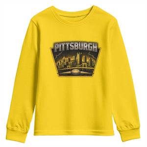 Pittsburgh Skyline Crest Graphic Youth Sweatshirt Football Lover Gift