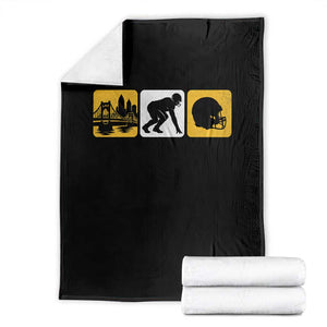 Pittsburgh Skyline Crest Graphic Throw Blanket Football Fan Pride