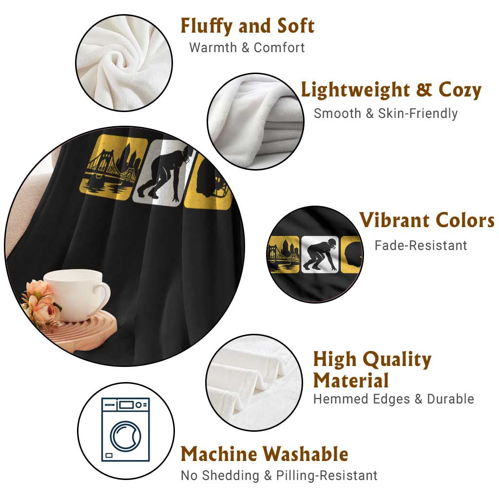 Pittsburgh Skyline Crest Graphic Throw Blanket Football Fan Pride