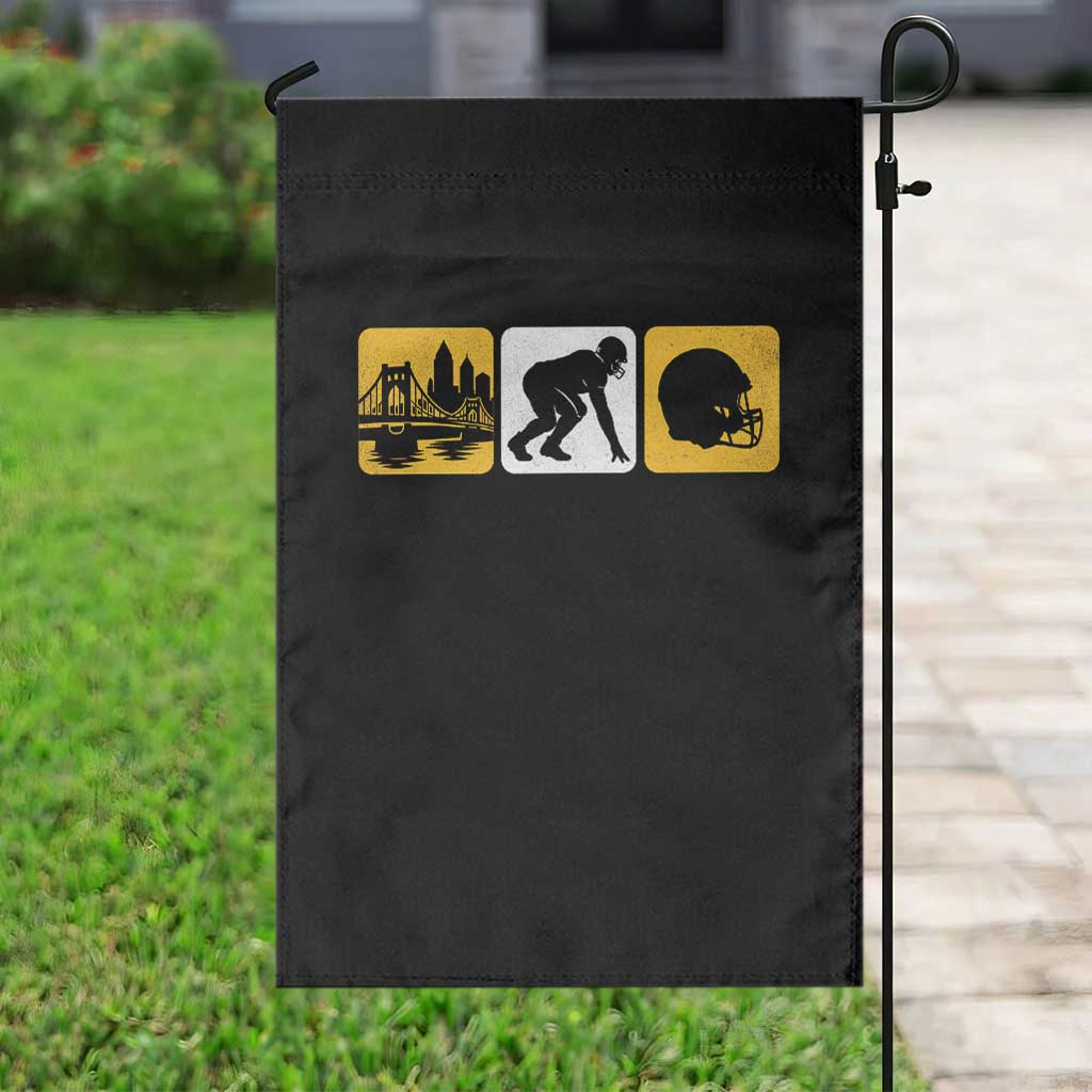 Pittsburgh Skyline Crest Graphic Garden Flag Football Fan Pride