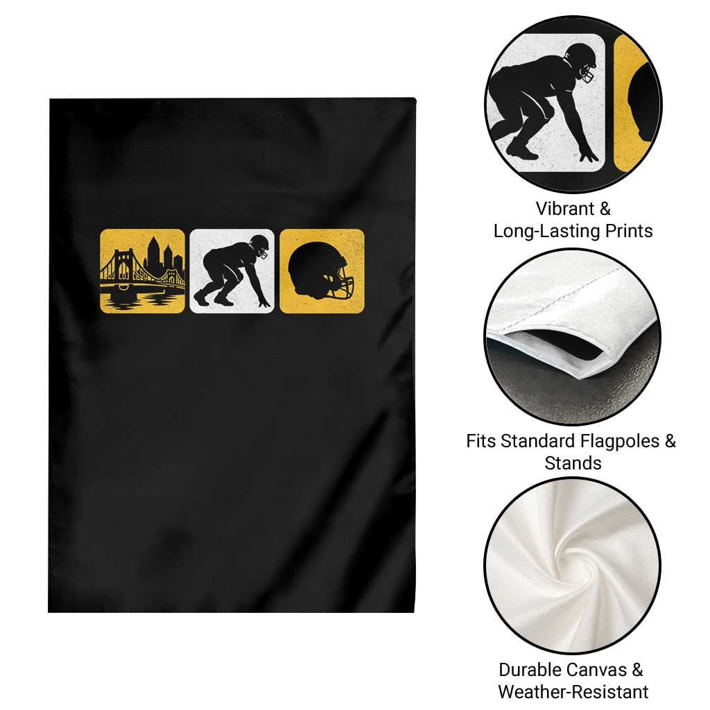 Pittsburgh Skyline Crest Graphic Garden Flag Football Fan Pride