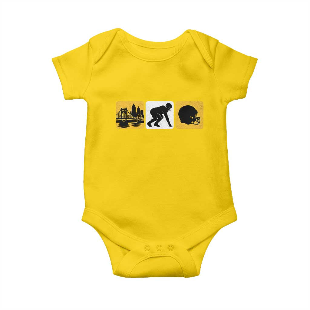 Pittsburgh Skyline Crest Graphic Baby Onesie Football Fan Pride