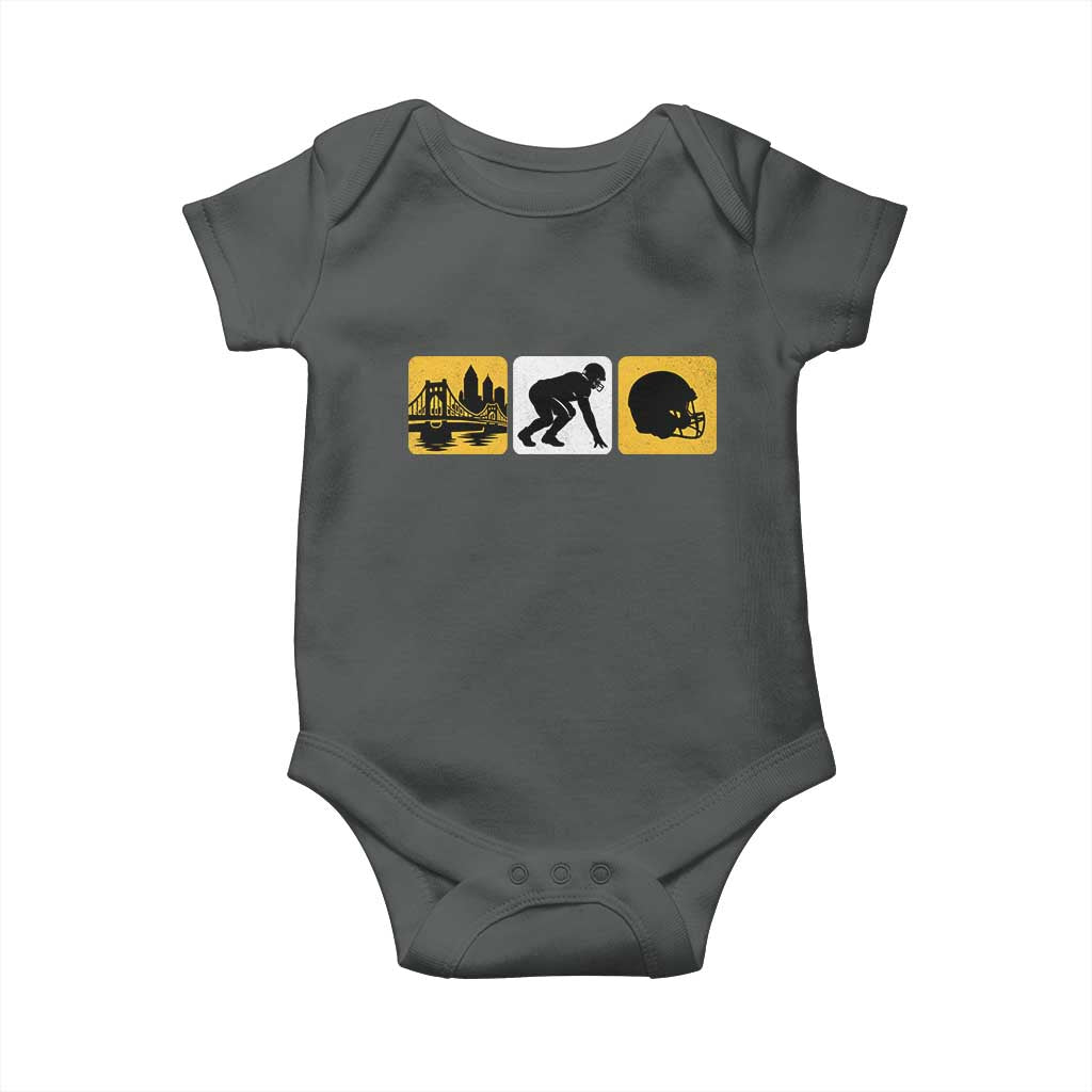Pittsburgh Skyline Crest Graphic Baby Onesie Football Fan Pride
