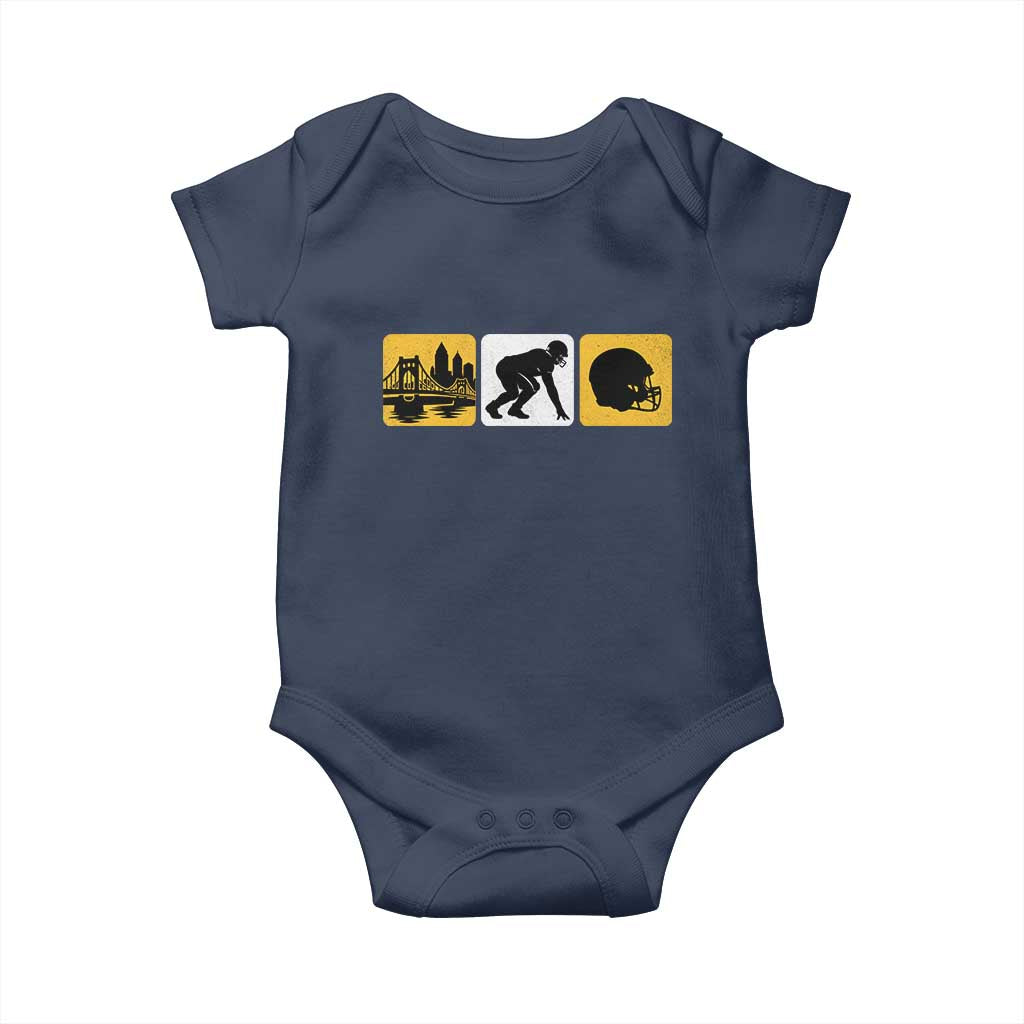 Pittsburgh Skyline Crest Graphic Baby Onesie Football Fan Pride