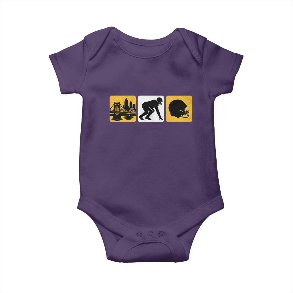 Pittsburgh Skyline Crest Graphic Baby Onesie Football Fan Pride