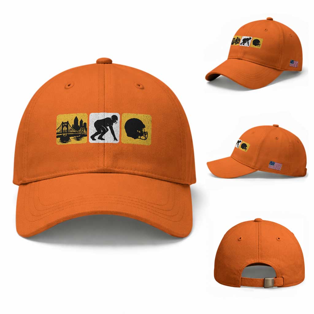 Pittsburgh Skyline Crest Graphic Baseball Cap Football Fan Pride