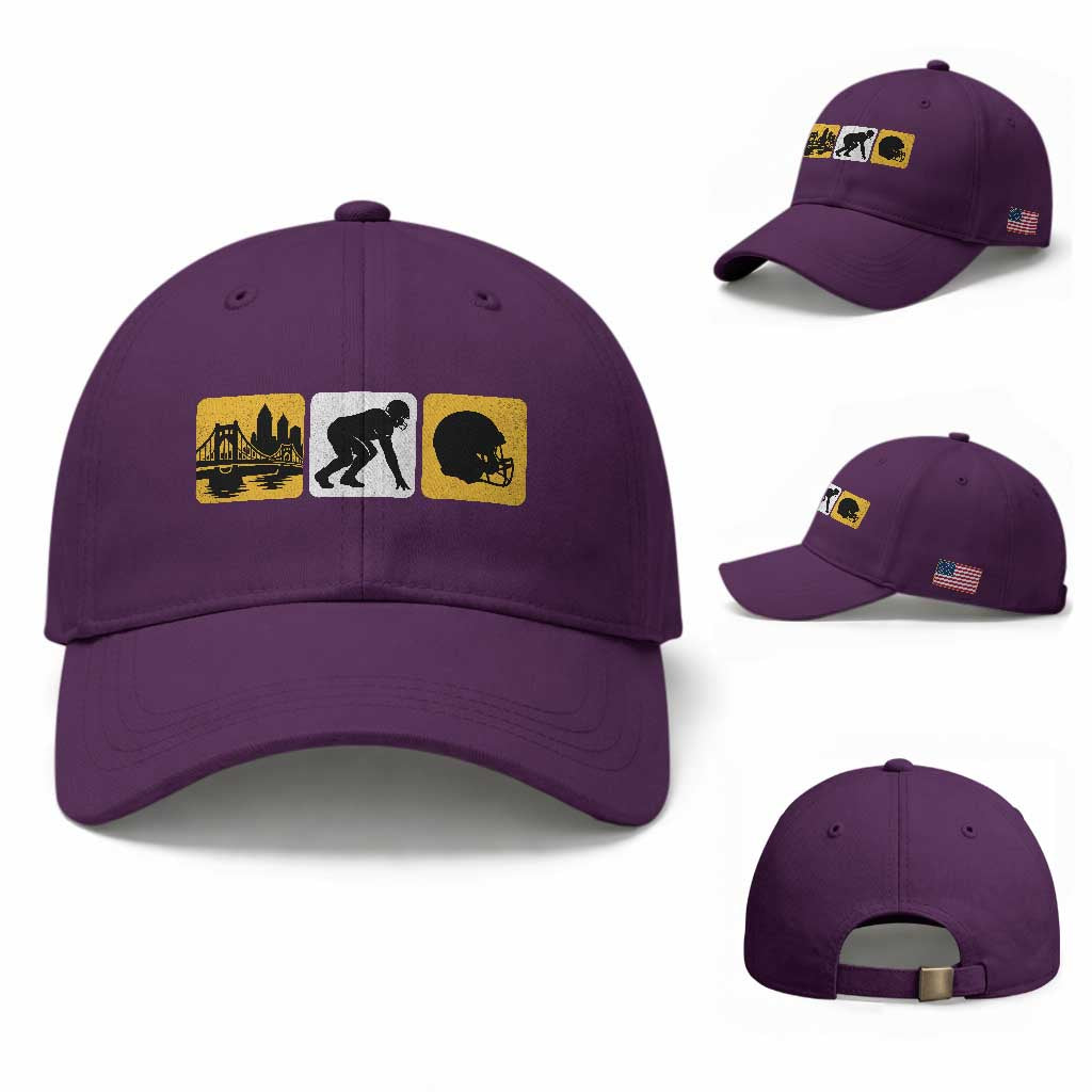 Pittsburgh Skyline Crest Graphic Baseball Cap Football Fan Pride