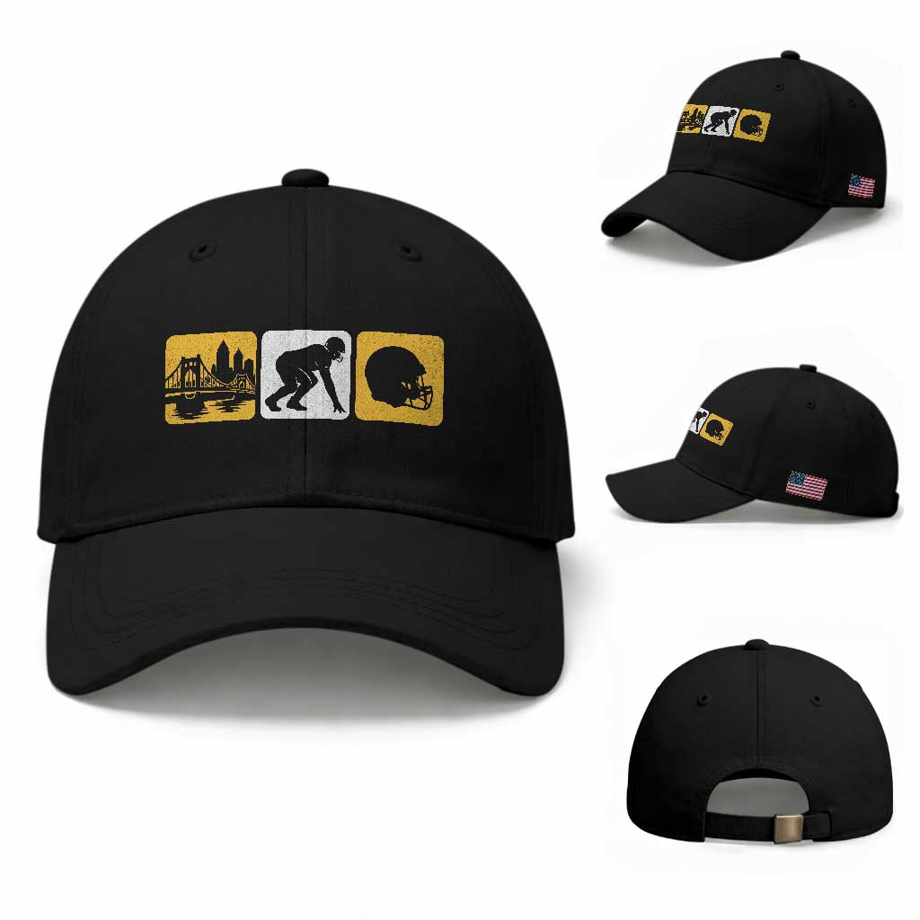 Pittsburgh Skyline Crest Graphic Baseball Cap Football Fan Pride