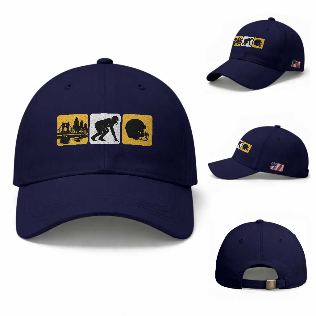 Pittsburgh Skyline Crest Graphic Baseball Cap Football Fan Pride
