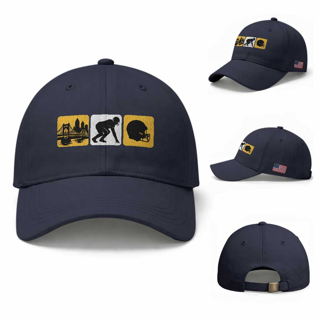 Pittsburgh Skyline Crest Graphic Baseball Cap Football Fan Pride
