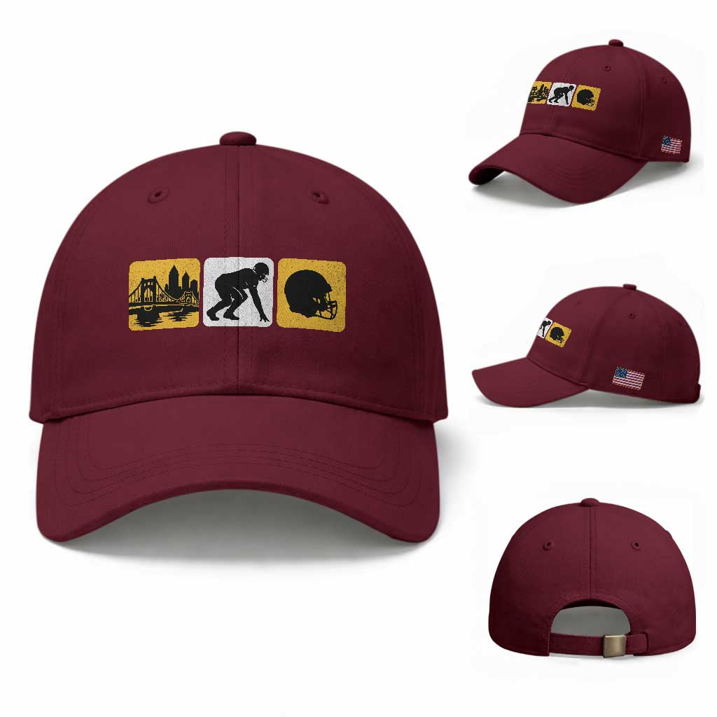 Pittsburgh Skyline Crest Graphic Baseball Cap Football Fan Pride