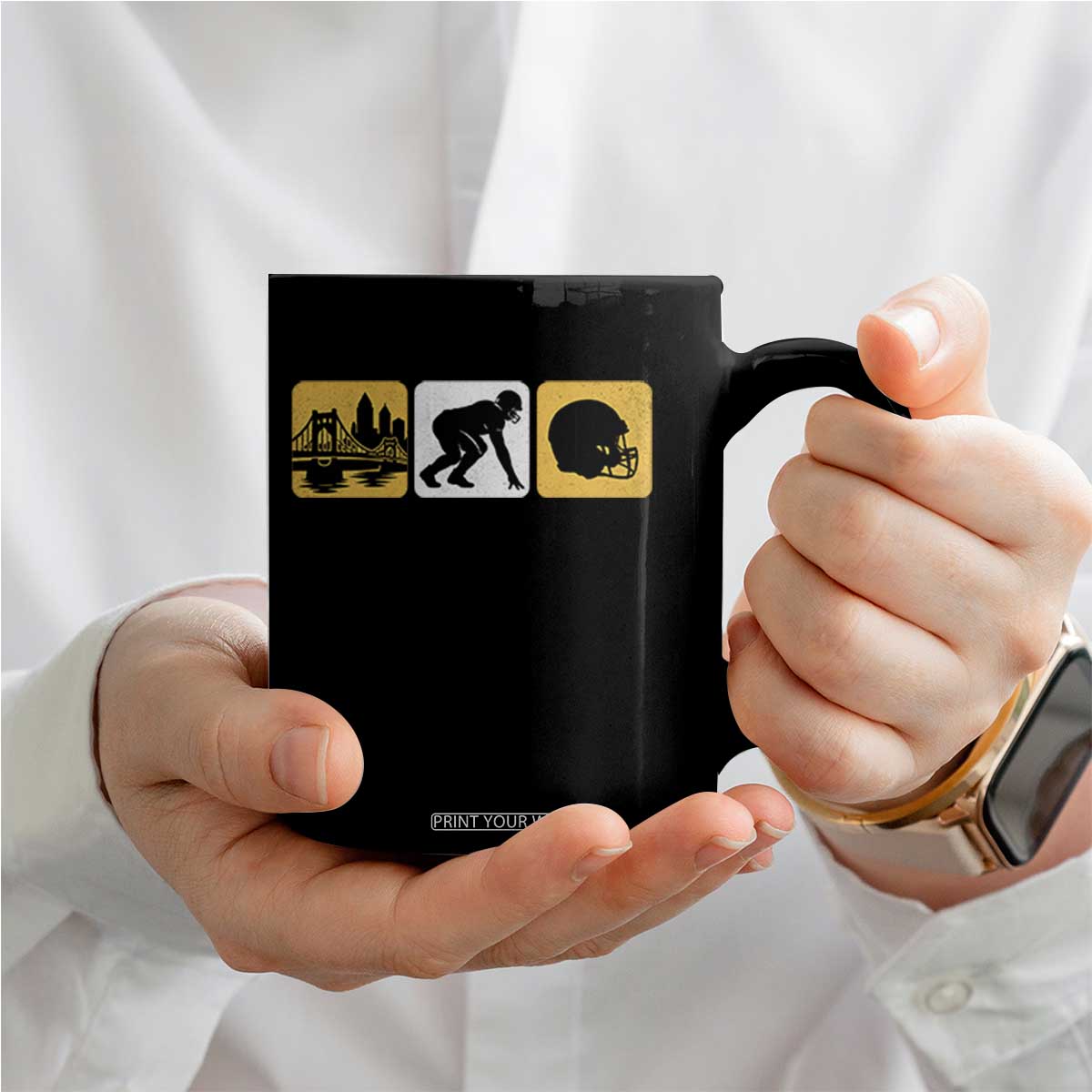 Pittsburgh Skyline Crest Graphic Coffee Mug Football Fan Pride