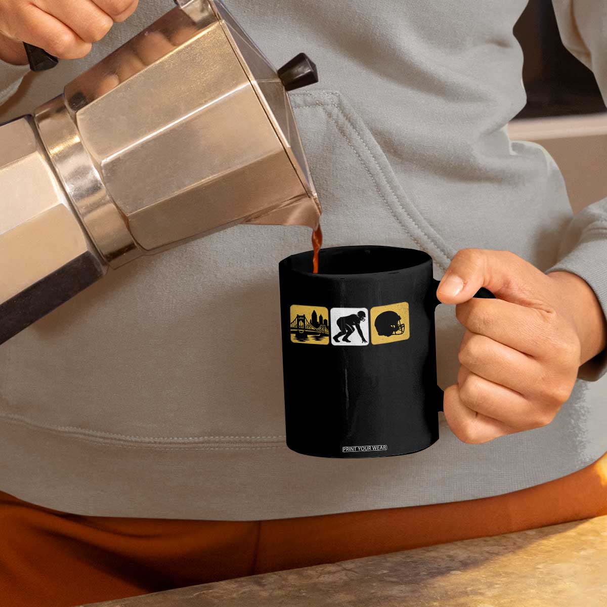 Pittsburgh Skyline Crest Graphic Coffee Mug Football Fan Pride
