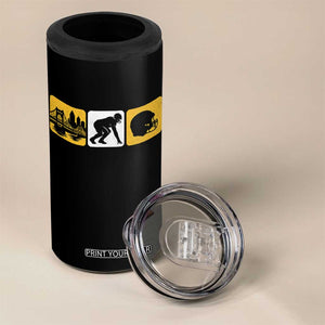 Pittsburgh Skyline Crest Graphic 4 in 1 Can Cooler Tumbler Football Fan Pride