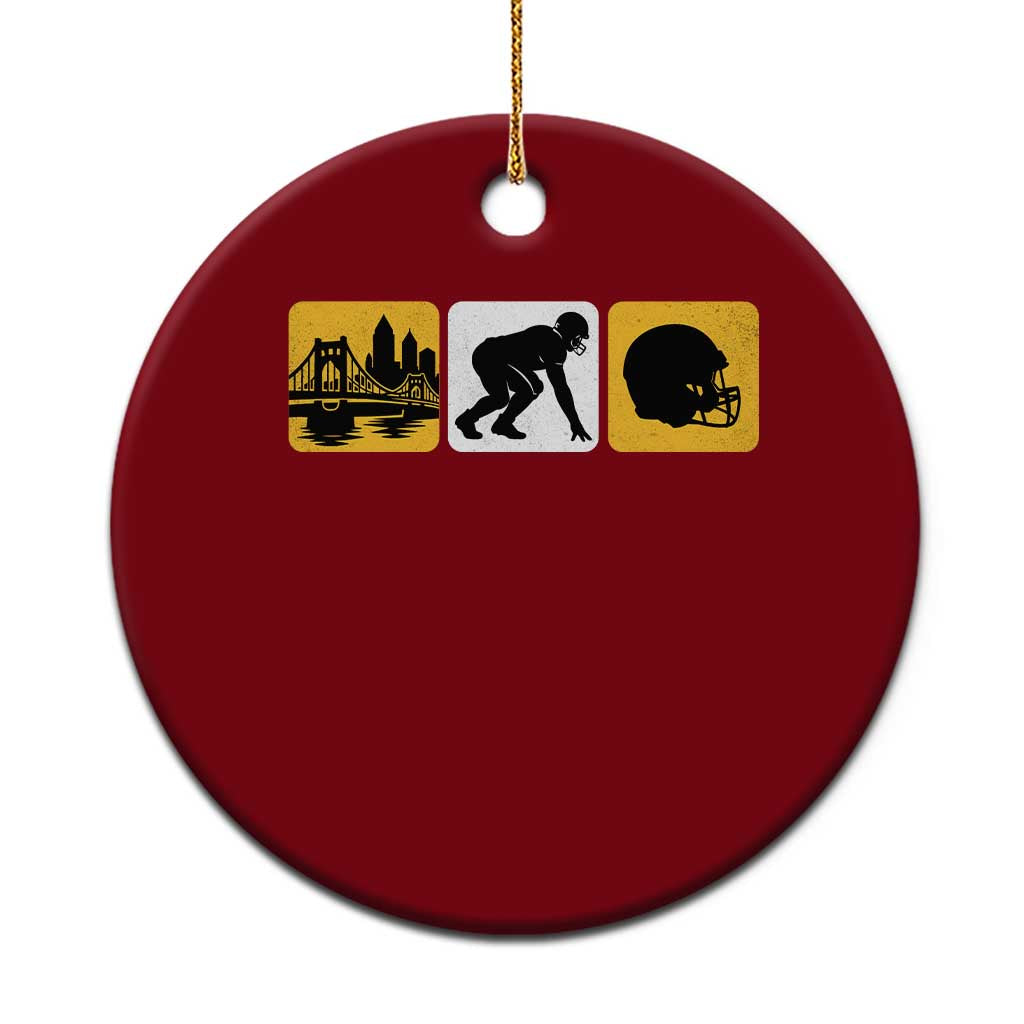 Pittsburgh Skyline Crest Graphic Ceramic Ornament Football Fan Pride