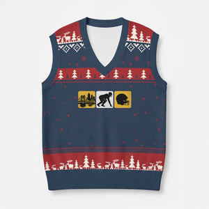 Pittsburgh Skyline Crest Graphic V-Neck Knit Sweater Vest Football Fan Pride