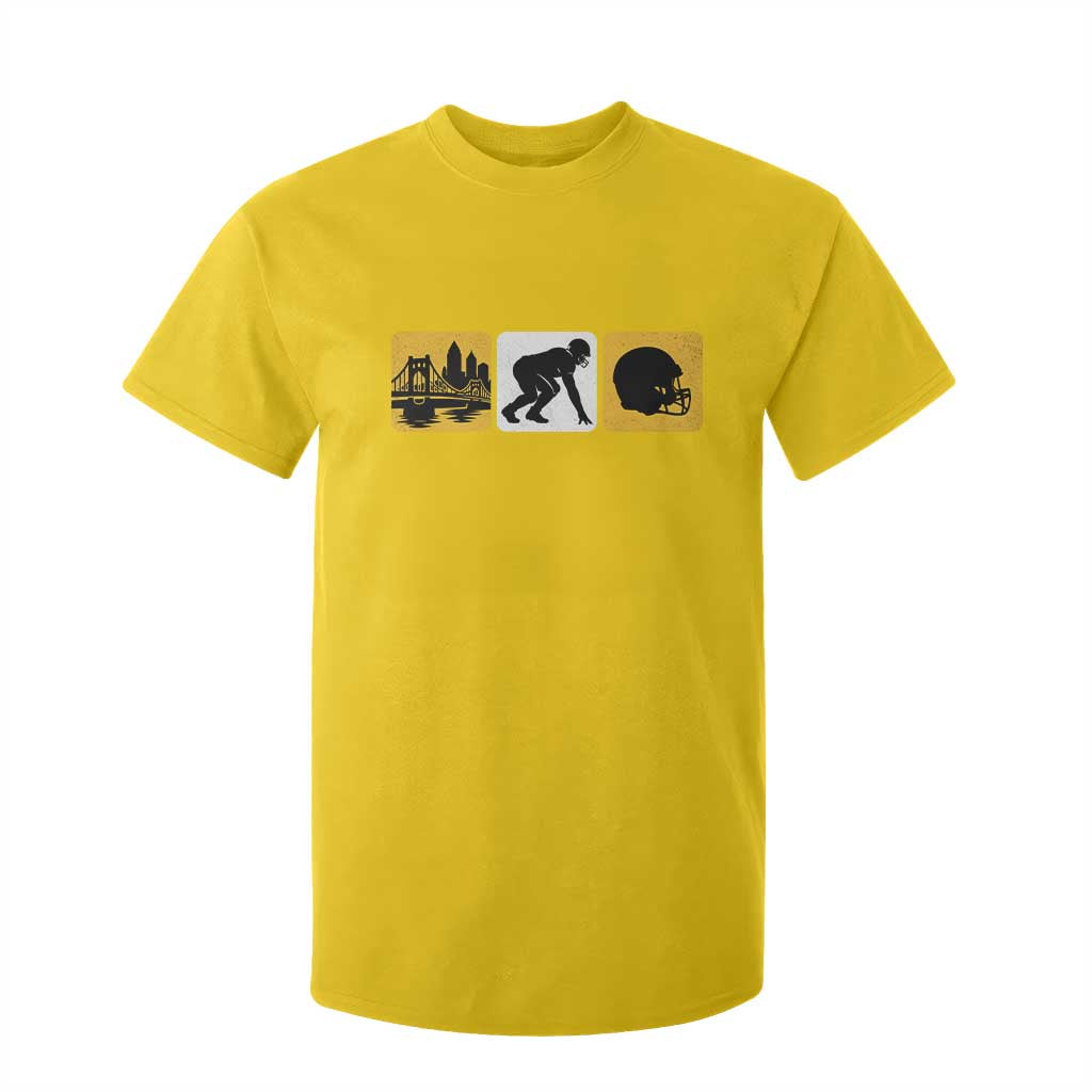 Pittsburgh Skyline Crest Graphic T Shirt For Kid Football Fan Pride