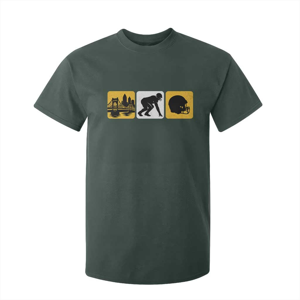 Pittsburgh Skyline Crest Graphic T Shirt For Kid Football Fan Pride