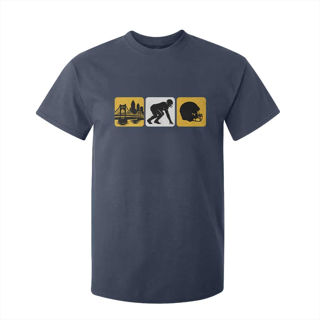 Pittsburgh Skyline Crest Graphic T Shirt For Kid Football Fan Pride