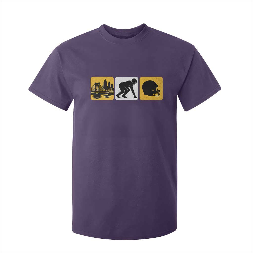 Pittsburgh Skyline Crest Graphic T Shirt For Kid Football Fan Pride