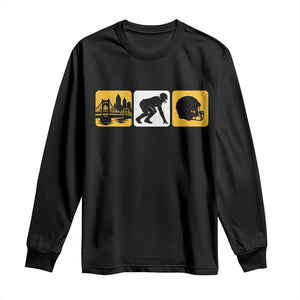 Pittsburgh Skyline Crest Graphic Long Sleeve Shirt Football Fan Pride