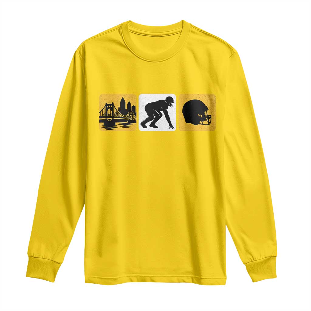 Pittsburgh Skyline Crest Graphic Long Sleeve Shirt Football Fan Pride