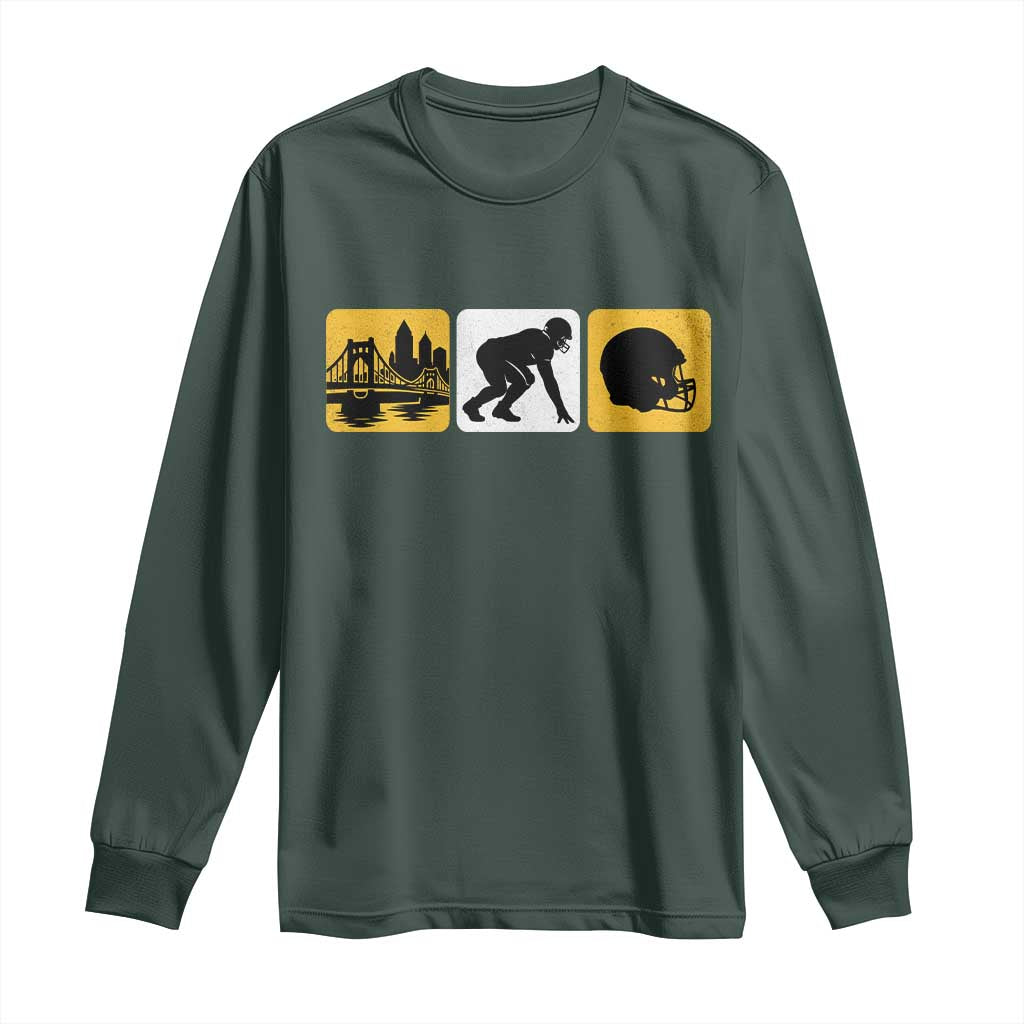 Pittsburgh Skyline Crest Graphic Long Sleeve Shirt Football Fan Pride