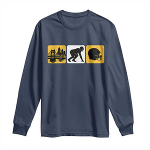 Pittsburgh Skyline Crest Graphic Long Sleeve Shirt Football Fan Pride