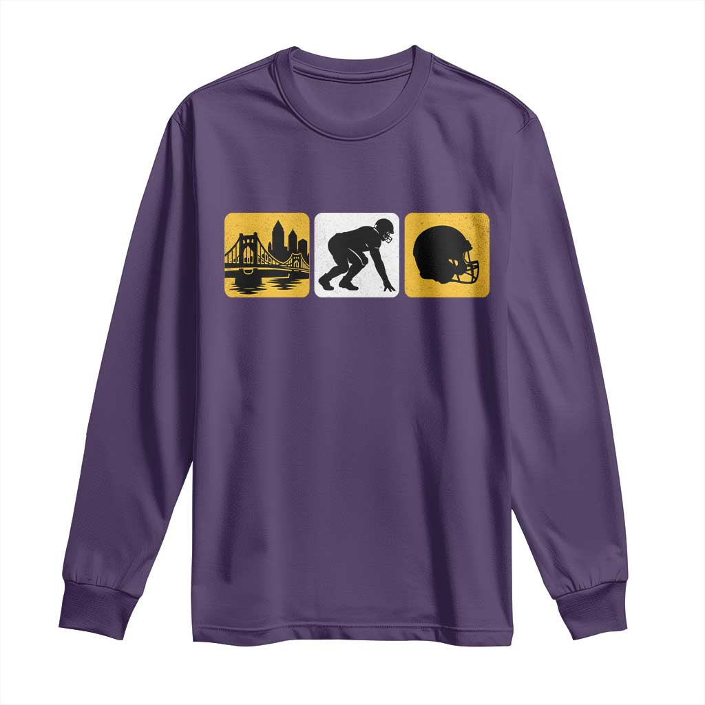 Pittsburgh Skyline Crest Graphic Long Sleeve Shirt Football Fan Pride