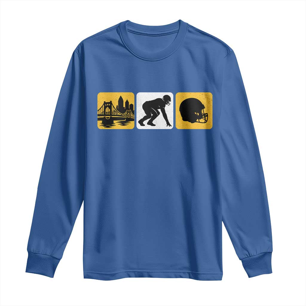 Pittsburgh Skyline Crest Graphic Long Sleeve Shirt Football Fan Pride