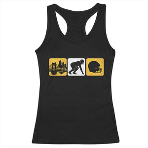 Pittsburgh Skyline Crest Graphic Racerback Tank Top Football Fan Pride