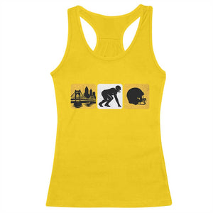 Pittsburgh Skyline Crest Graphic Racerback Tank Top Football Fan Pride