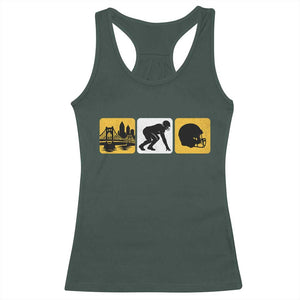 Pittsburgh Skyline Crest Graphic Racerback Tank Top Football Fan Pride
