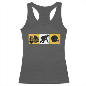 Pittsburgh Skyline Crest Graphic Racerback Tank Top Football Fan Pride