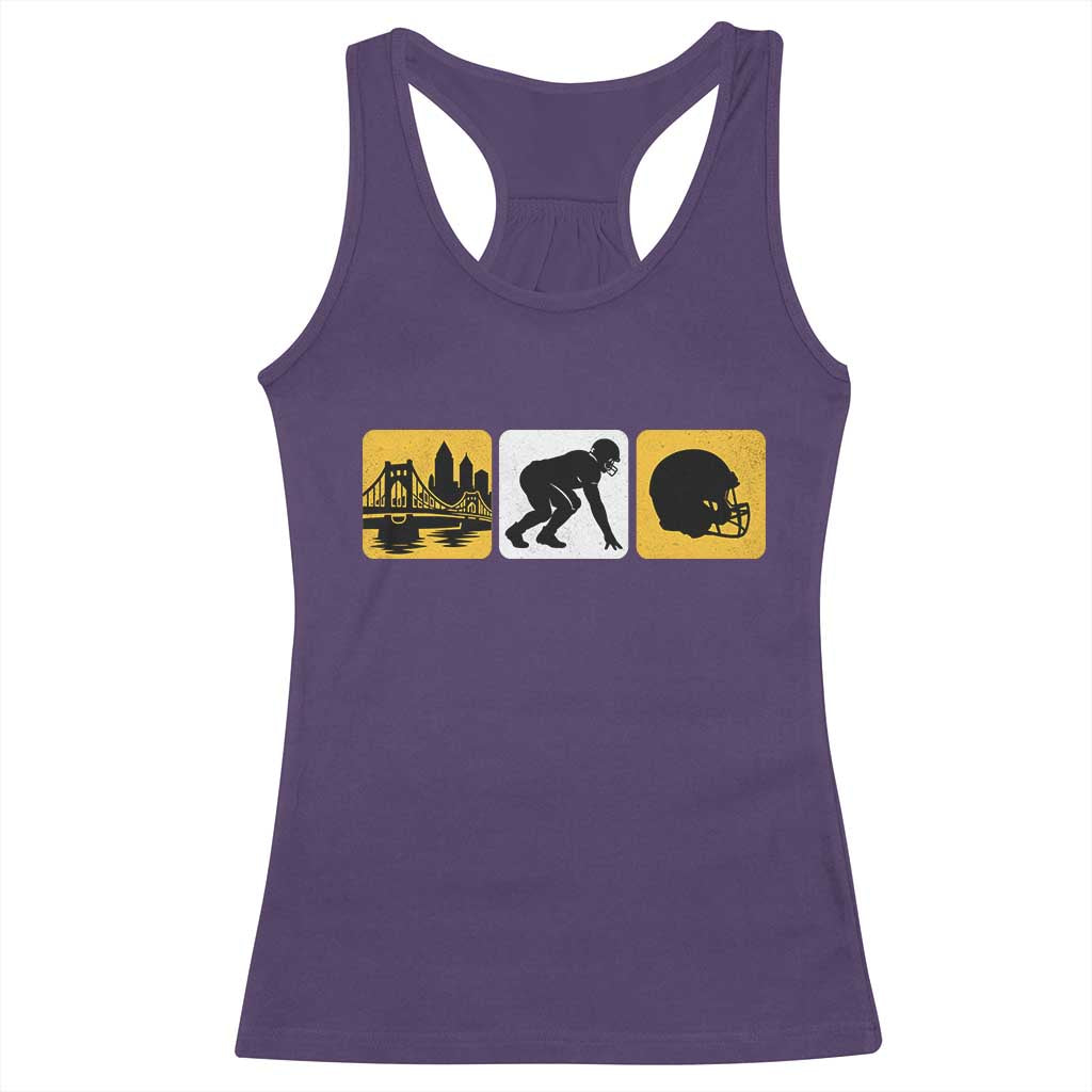 Pittsburgh Skyline Crest Graphic Racerback Tank Top Football Fan Pride