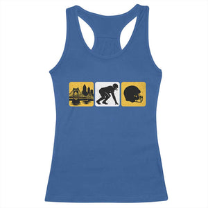 Pittsburgh Skyline Crest Graphic Racerback Tank Top Football Fan Pride