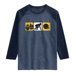 Pittsburgh Skyline Crest Graphic Raglan Shirt Football Fan Pride