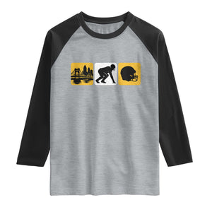 Pittsburgh Skyline Crest Graphic Raglan Shirt Football Fan Pride