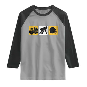 Pittsburgh Skyline Crest Graphic Raglan Shirt Football Fan Pride