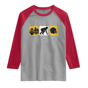 Pittsburgh Skyline Crest Graphic Raglan Shirt Football Fan Pride