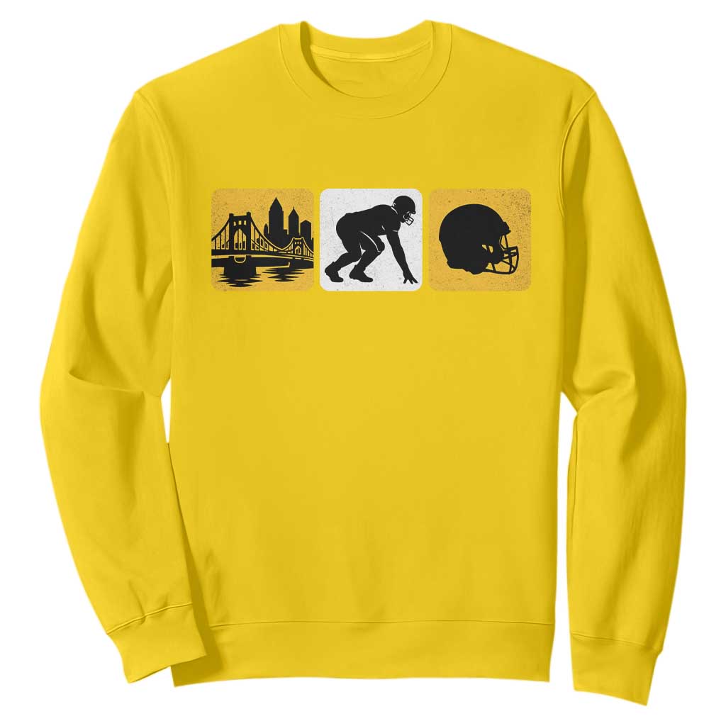 Pittsburgh Skyline Crest Graphic Sweatshirt Football Fan Pride