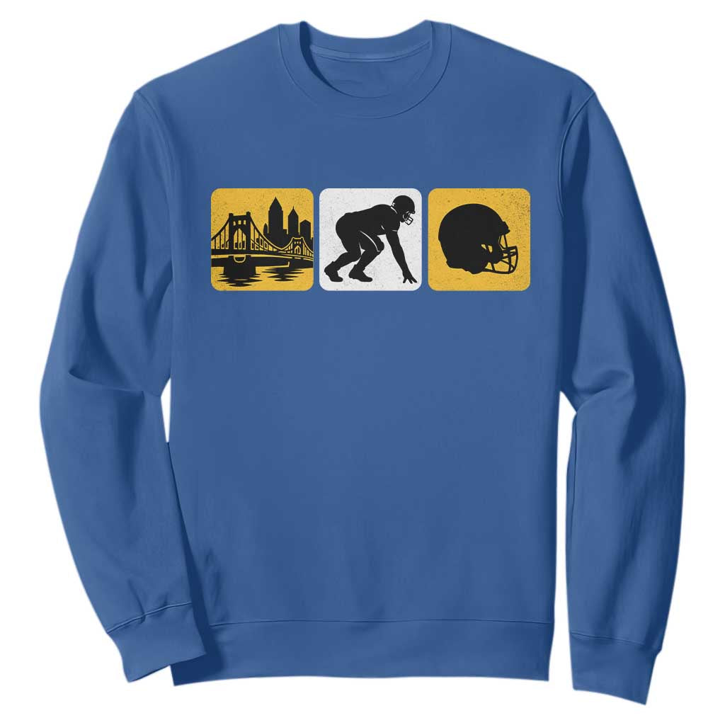Pittsburgh Skyline Crest Graphic Sweatshirt Football Fan Pride