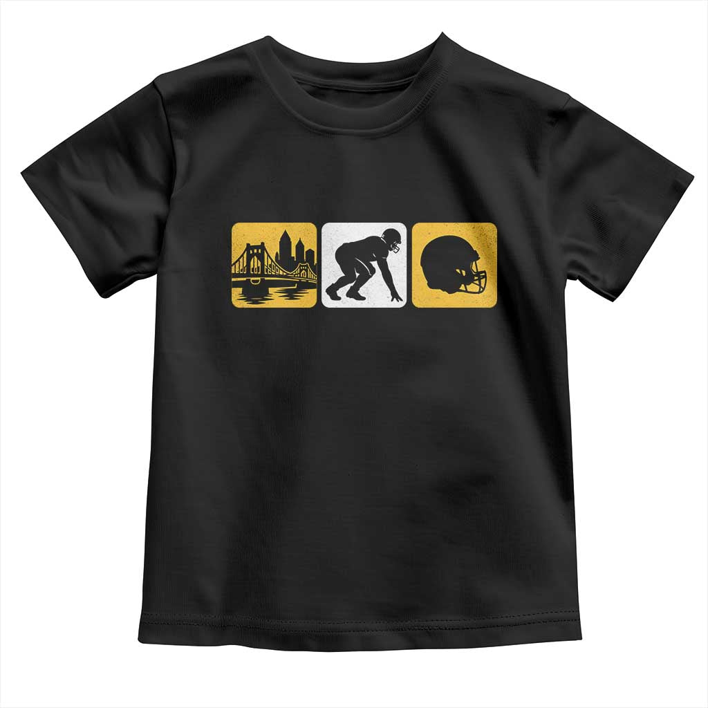 Pittsburgh Skyline Crest Graphic Toddler T Shirt Football Fan Pride