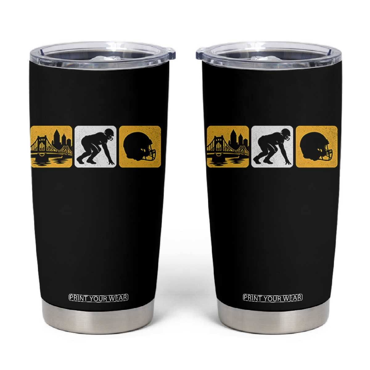 Pittsburgh Skyline Crest Graphic Tumbler Cup Football Fan Pride