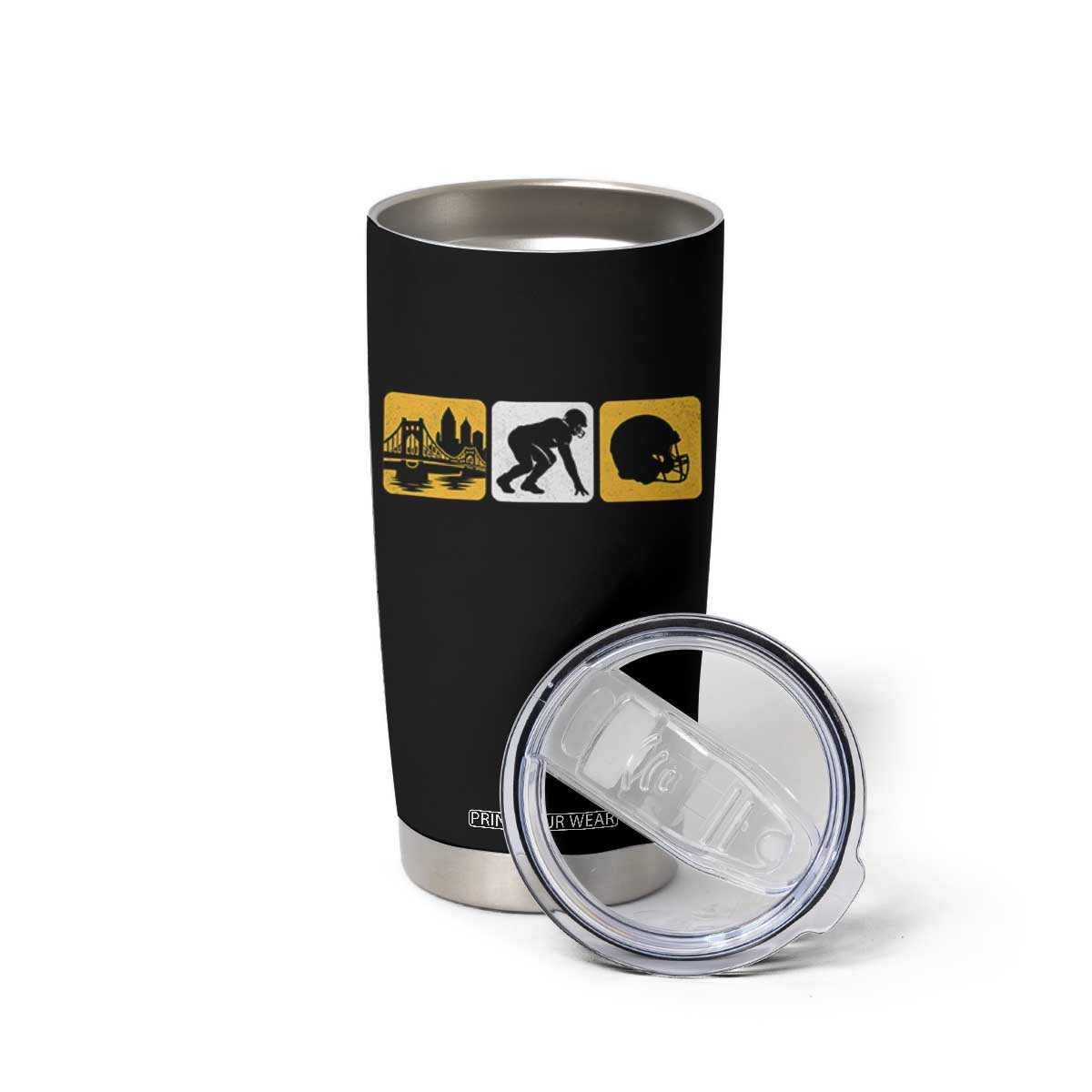 Pittsburgh Skyline Crest Graphic Tumbler Cup Football Fan Pride