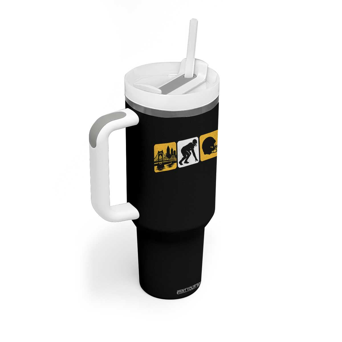 Pittsburgh Skyline Crest Graphic Tumbler With Handle Football Fan Pride