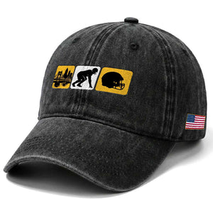 Pittsburgh Skyline Crest Graphic Washed Cotton Baseball Cap Football Fan Pride