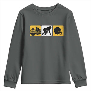 Pittsburgh Skyline Crest Graphic Youth Sweatshirt Football Fan Pride